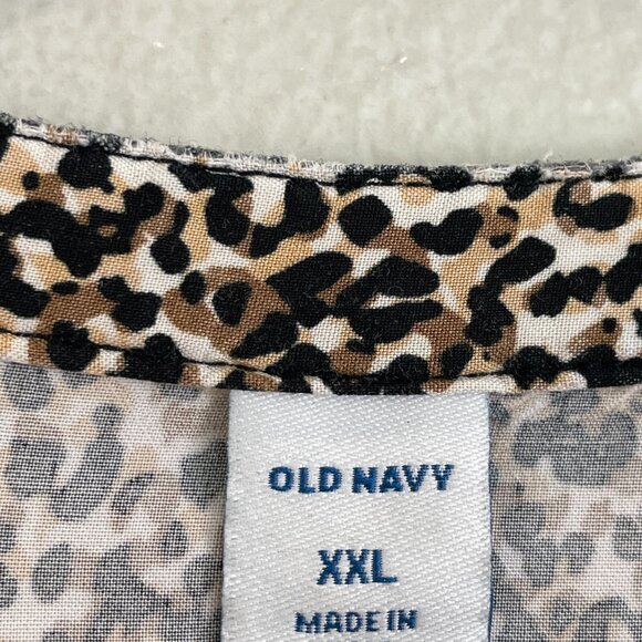 Old Navy Womens Plus XXL Animal Print Tunic Top Front Tassel Tie Shirt - Picture 5 of 13